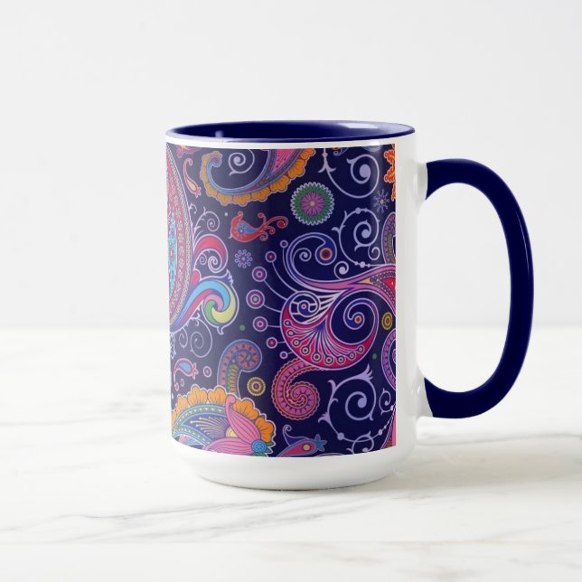 Caneca Roxo paisley rosa (Direita)