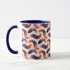 Caneca roxo, vermelho, laranja e dourado.