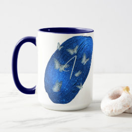 Caneca Royal Blue Butterflies Initials - Letra I Monogram