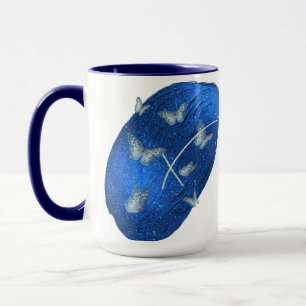 Caneca Royal Blue Butterflies Initials - Letra X Monogram