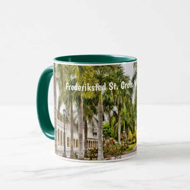 Caneca Rua das Ilhas Virgens. Croix Frederiksted USVI Tro (Frente Esquerda)