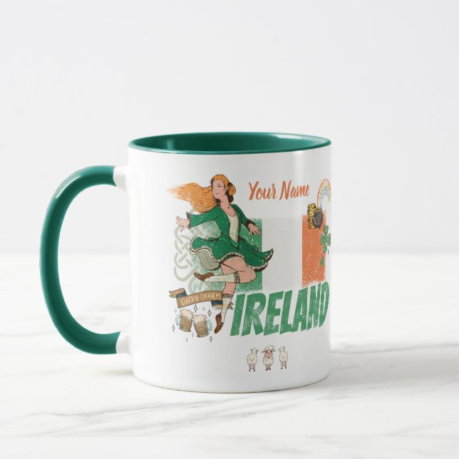 Caneca Rua de Bandeira da Irlanda Vintage. (Esquerda)