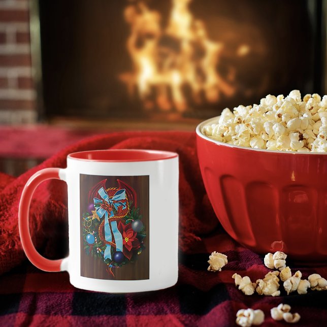Caneca Rua de Natal do Dragão Vermelho (Criador carregado)