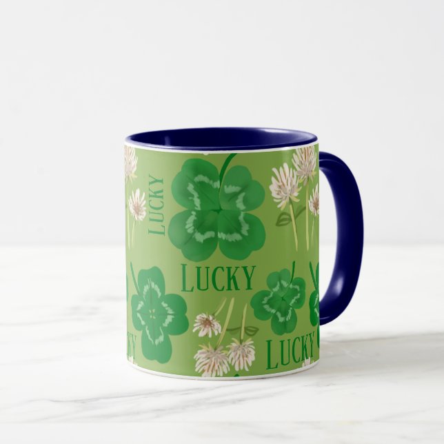 Caneca Rua de Patrick's Day Lucky green Clover (Frente Esquerda)