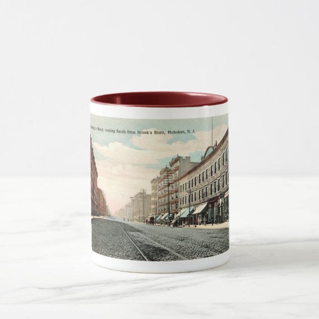 Caneca Rua de Washington, Hoboken, New Jersey Vintage (Centro)