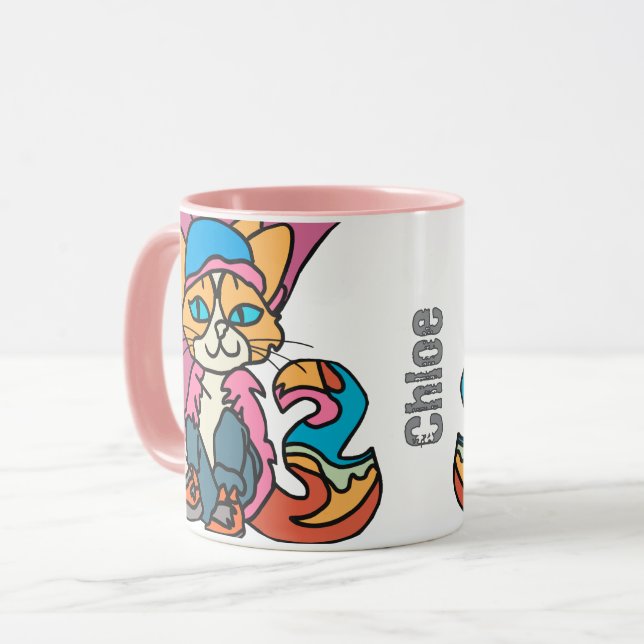 Caneca Rua Retro Cat, Boné e tênis| Engraçado (Frente Esquerda)
