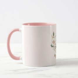 Caneca Rubor de Creme Romântico Rosas Penas Coração Flora
