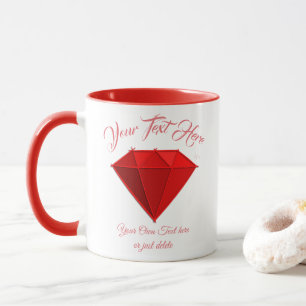 Caneca Ruby Gemstone. Jóias. 40 Aniversário de Casamento