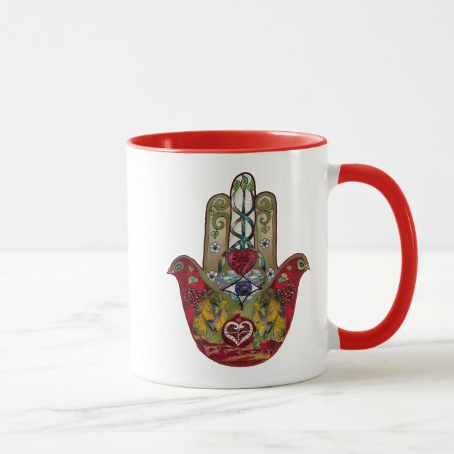 Caneca Ruby Pomegranate Heart Bird Hamsa (Direita)