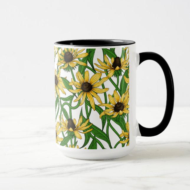 Caneca Rudbekia amarela em branco (Direita)