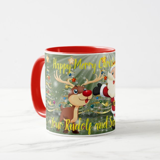 Caneca Rudolf e Papai Noel (Frente Esquerda)