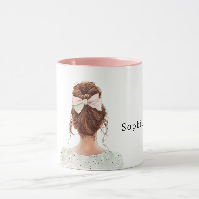Caneca Ruiva Feminina Laço Rosa (Centro)