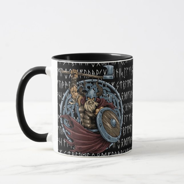 Caneca Runas de Fundo do Guerreiro Viking Valhalla (Esquerda)