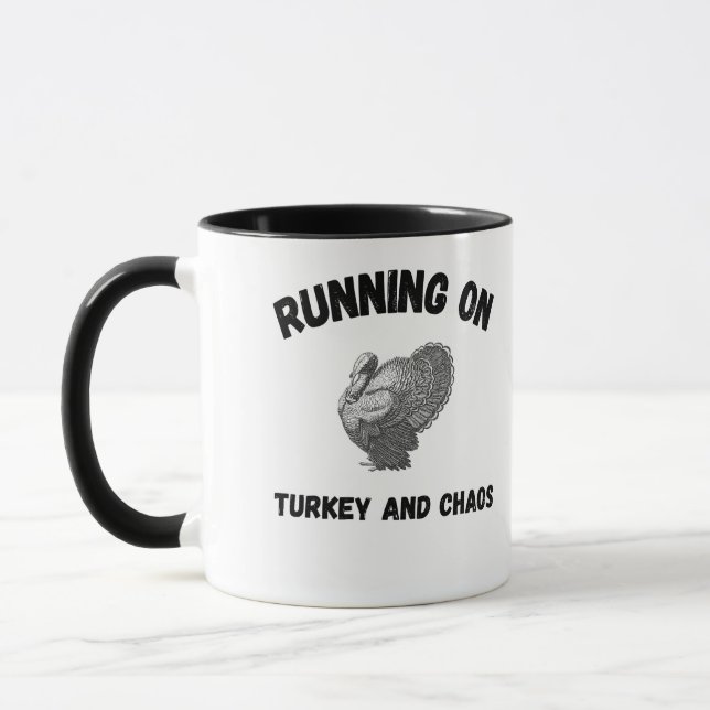 Caneca Runny on Turkey and Chaos Funny Thanksgiving mug (Esquerda)