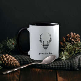 Caneca Rustic Elegant Personalized Plaid Deer Mug Cup