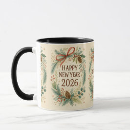Caneca rustic happy new year 2026 coffee mug