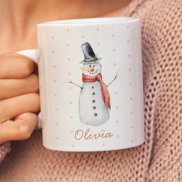 Caneca Rustic Watercolor Snowman Personalizado Deixe-o ne