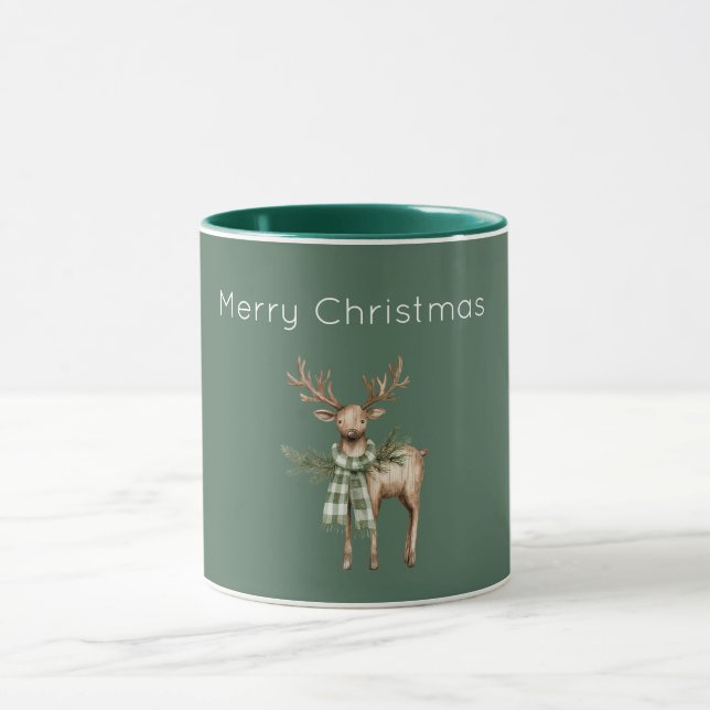 Caneca Rústico Marrom Creme Verde Veado (Centro)