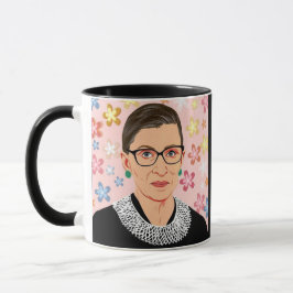 Caneca Ruth Bader Ginsburg Floral Quando Há 9 Taças