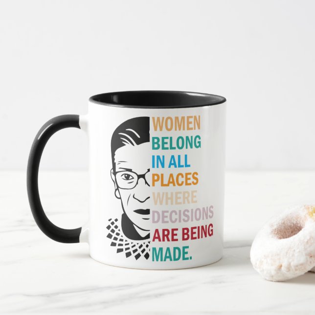 Caneca Ruth Bader Ginsburg Mug, RBG Mug, RBG Personalizad (Com Donut)