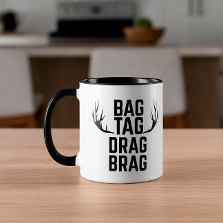 Caneca Saco Etiqueta Arrasto Orgulho Caça Veado Arco Espi