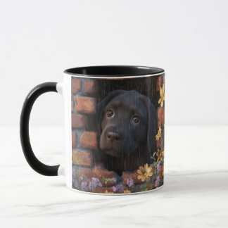 Caneca Sad Puppy in Rain e Brick Wall Design - Mug