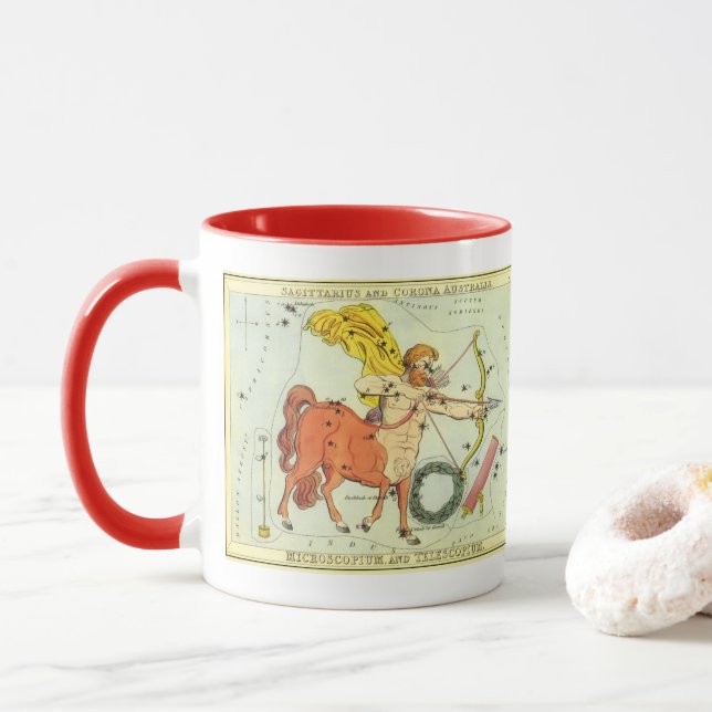 Caneca Sagitário, Constelação Vintage Espelho de Urânia (Com Donut)