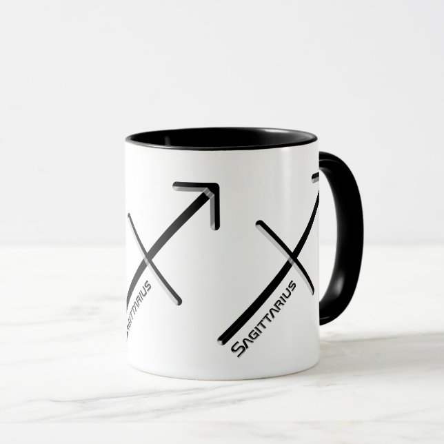 Caneca SAGITTARIUS, Design abstrato do Sinal Zodíaco, (Frente Esquerda)