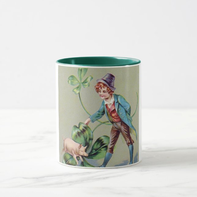 Caneca Saint Patrick's Day Boy & Lucky Pig, Vintage (Centro)