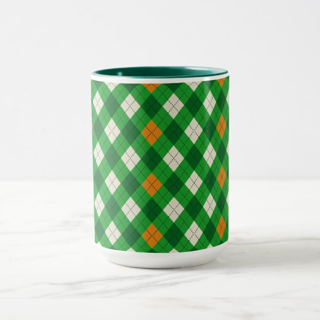 Caneca  Saint Patrick's Day Irish colored argyle (Centro)