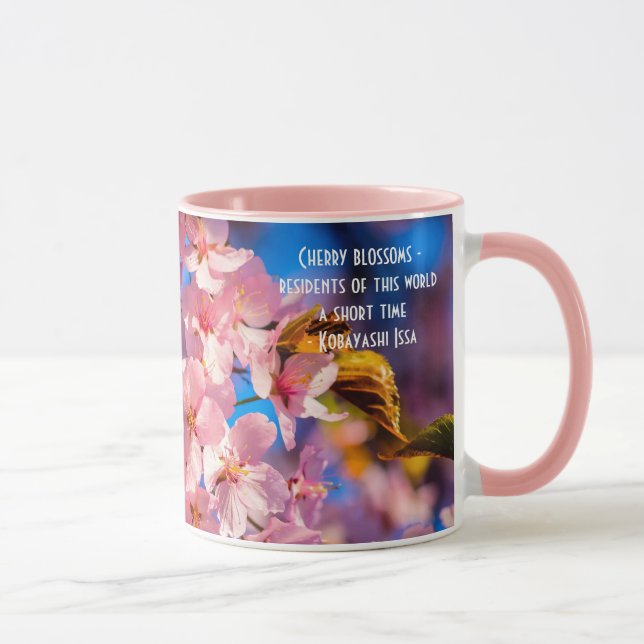 Caneca Sakura Garland, Cor-de-rosa fresca, Céu azul (Direita)