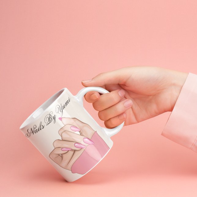 Caneca Salão de Beleza do Script do Elegante Na moda Pink (Criador carregado)