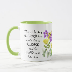 Caneca Salm 118:24 Este é o dia, Inspirational Floral