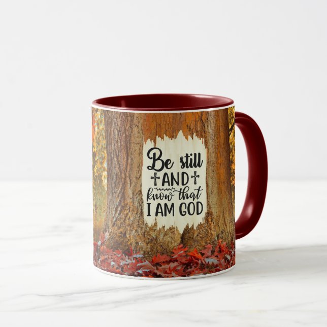 Caneca Salm 46:10 Esteja quieto e saiba que eu sou Deus o (Frente Esquerda)