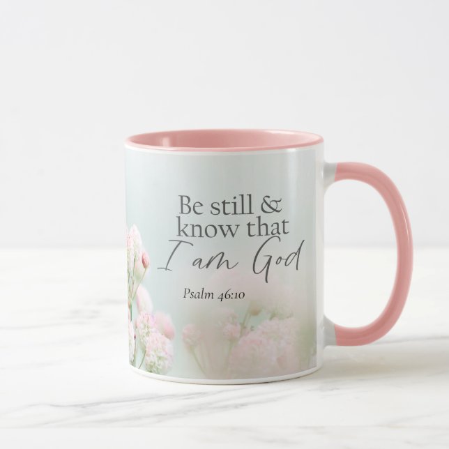 Caneca Salm 46:10 Esteja quieto e saiba que sou Deus Bíbl (Direita)