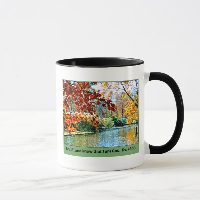 Caneca Salm 46:10 Fique quieto e saiba que eu sou Deus (Direita)