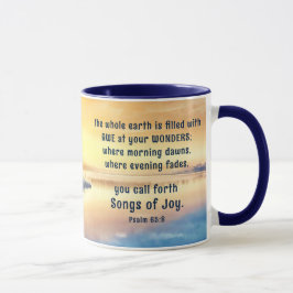 Caneca Salm 65:8 Você fala sobre canções de alegria Bíbli