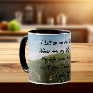 Caneca Salmo 121:1 Arte Original Pintada à Mão