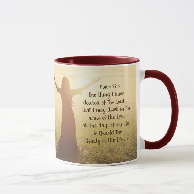 Caneca Salmo 27:4 Uma coisa que eu desejava da Bíblia do  (Direita)