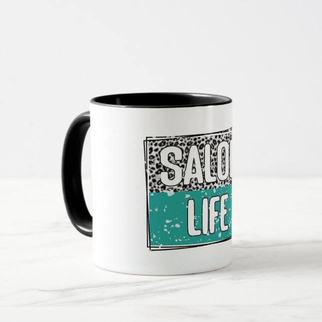 Caneca Salon Life Teal and Leopardo Hair Stylist (Frente Esquerda)