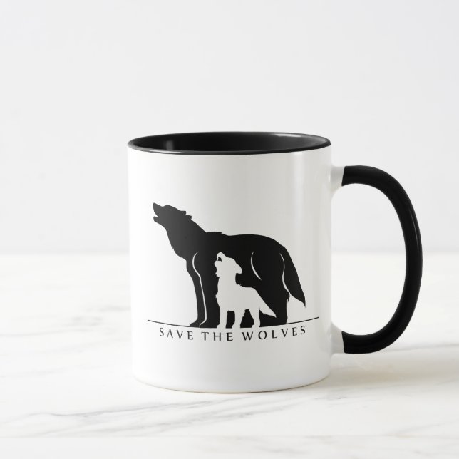 Caneca Salve os Lobos (branco). (Direita)