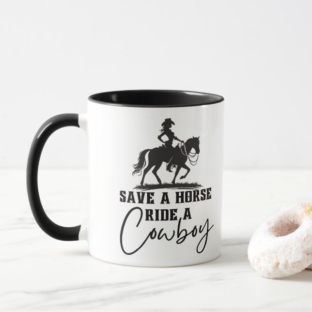 Caneca Salve um Cavalo Ande um Cowboy (Com Donut)