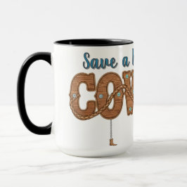 Caneca salve um cavalo monte um cowboy