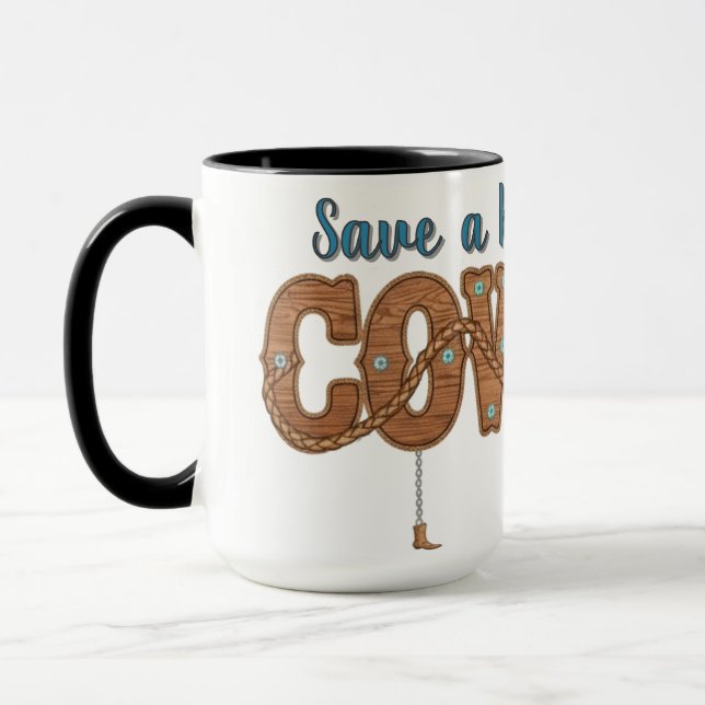 Caneca salve um cavalo monte um cowboy (Esquerda)