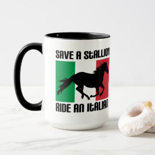 Caneca Salve um Stallion Ride e uma citação de Memória