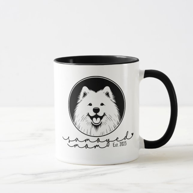 Caneca Samoyed Mom Custom Established Pop Art Samoyed (Direita)
