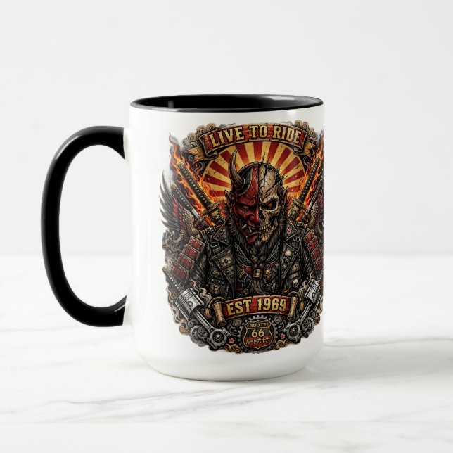 Caneca Samurai Oni Motoqueiro - Viva para Pedalar Est 196 (Esquerda)