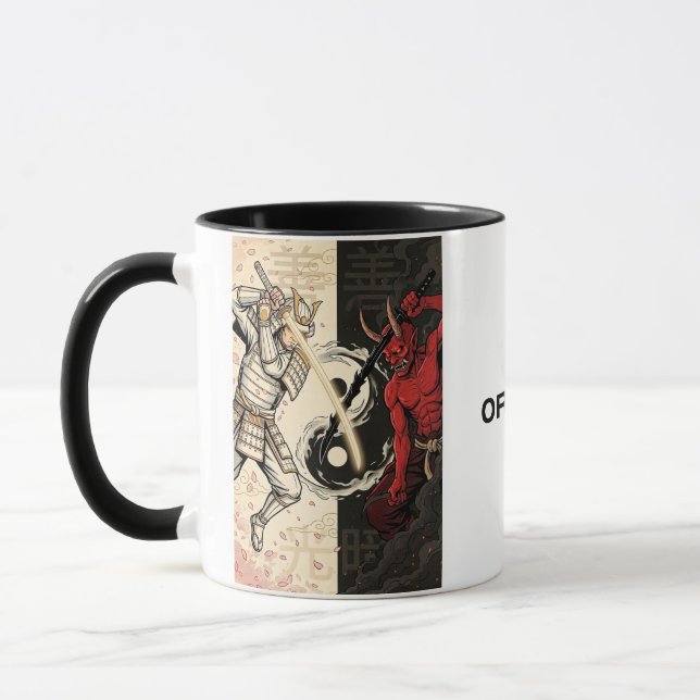 Caneca Samurai vs Japanese Oni Demon Dual Yin Yang Graphi (Esquerda)