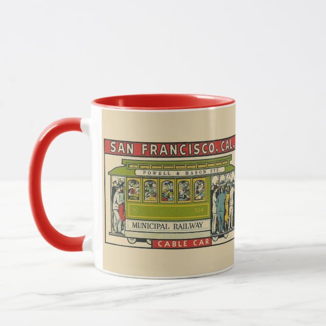 Caneca San Francisco Cable Car Vintage Travel   (Esquerda)