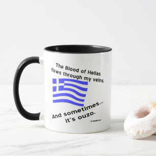 Caneca Sangue da Hélade Corre Nas Veias Às Vezes Ouzo